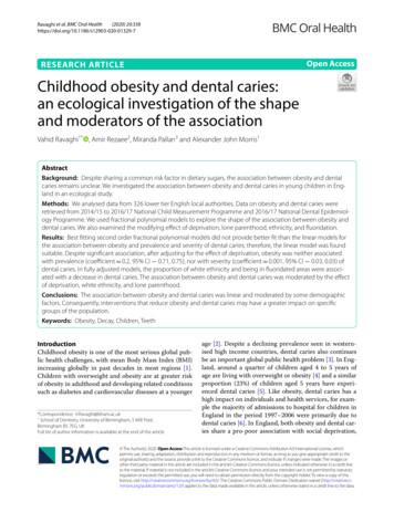 Childhood Obesity And Dental Caries: An Ecological .