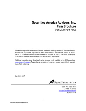 Securities America Advisors, Inc. Firm Brochure