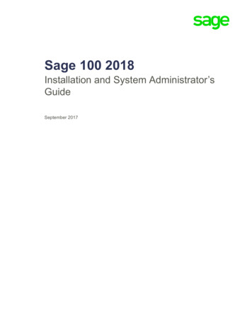 Sage 100 2019 Installation And System Administrator’s Guide