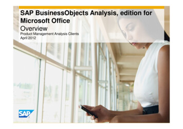 SAP BusinessObjects Analysis, Edition For Microsoft Office