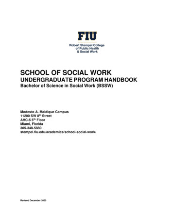 SCHOOL OF SOCIAL WORK - Florida International University