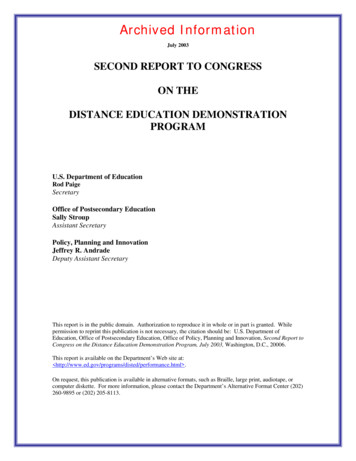 Archived: Second Report To Congress On The Distance .