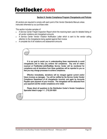 Section 9- Vendor Compliance Program Chargebacks And 