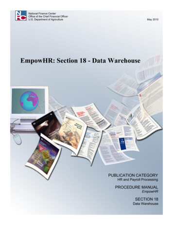 EmpowHR: Section 18 - Data Warehouse - USDA