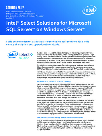 April 2019 Intel Select Solutions For Microsoft SQL .