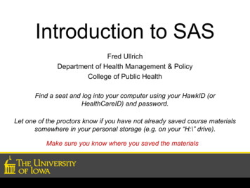 Introduction To SAS - UISUG