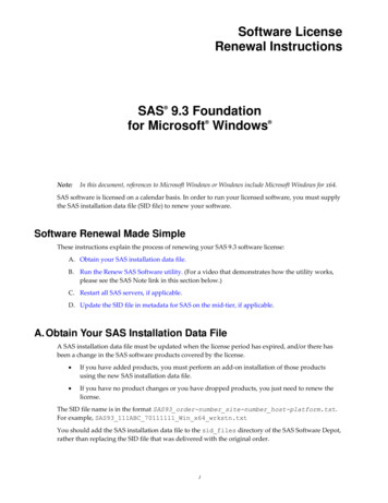 Software License Renewal Instructions—SAS 9.3 Foundation .