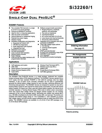 Si32260/1 Data Sheet: Single-Chip Dual ProSLIC