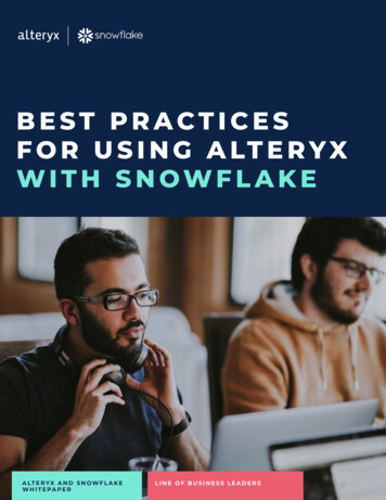 BEST PRACTICES FOR USING ALTERYX WITH SNOWFLAKE