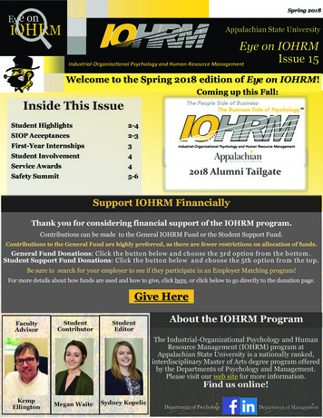 Appalachian State University Eye On IOHRM Issue 15