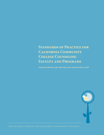 Standards Of Practice For California Community College .