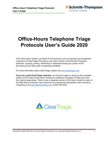 Office-Hours Telephone Triage Protocols User’s Guide 2020