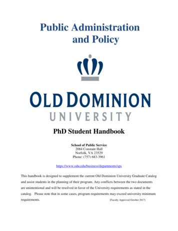 Public Administration And Policy - Old Dominion University