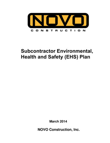 Subcontractor Environmental, Health And Safety (EHS) Plan