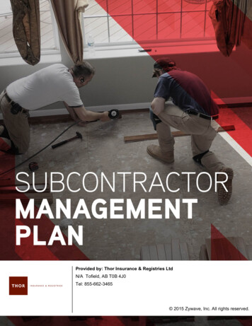 SUBCONTRACTOR MANAGEMENT PLAN - Thor Insurance
