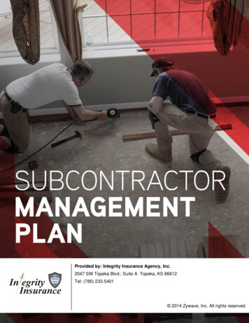 SUBCONTRACTOR MANAGEMENT - ANC Foster