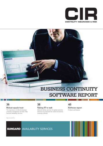 BUSINESS CONTINUITY SOFTWARE REPORT