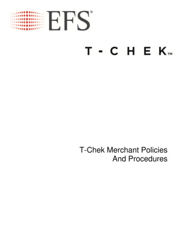 T-Chek Merchant Policies And Procedures 05222018