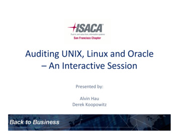 Auditing UNIX, Linux And Oracle –An Interactive Session