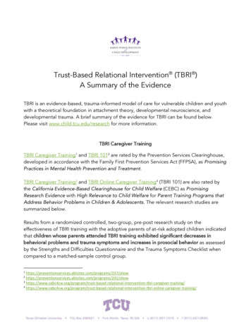 Trust-Based Relational Intervention (TBRI A Summary Of The .