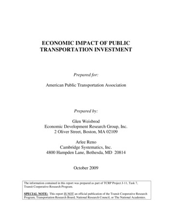 ECONOMIC IMPACT OF PUBLIC TRANSPORTATION 