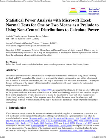 Statistical Power Analysis With Microsoft Excel: Normal .