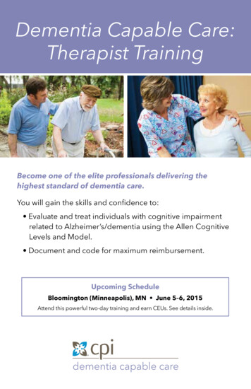 Dementia Capable Care: Therapist Training