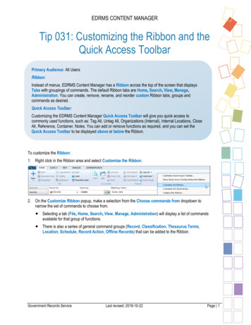 Tip 031: Customizing The Ribbon And The Quick Access Toolbar