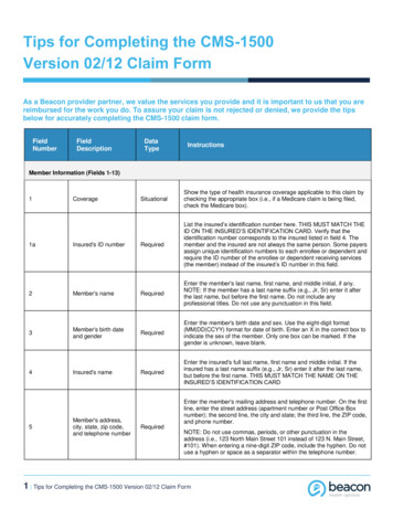 Tips For Completing The CMS-1500 Version 02/12 Claim Form