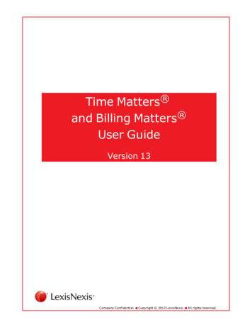 Time Matters And Billing Matters User Guide