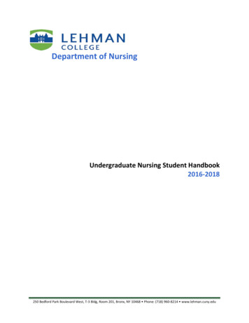 Undergraduate Nursing Student Handbook 2016-2018
