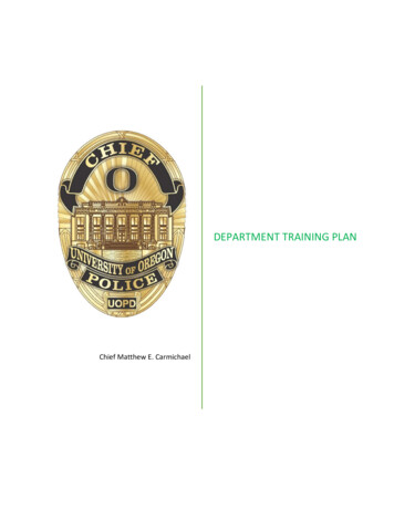 DEPARTMENT TRAINING PLAN - University Of Oregon