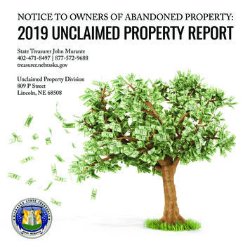 NOTICE TO OWNERS OF ABANDONED PROPERTY: 2019 