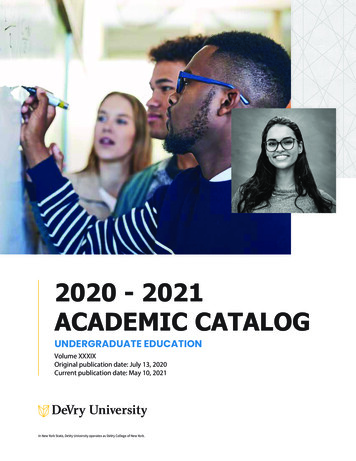 2020 - 2021 Academic Catalog Undergraduate Education