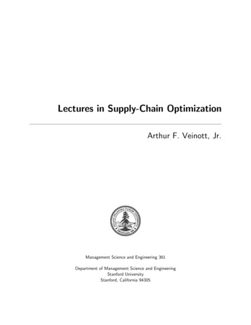 Lectures In Supply-Chain Optimization - Stanford University