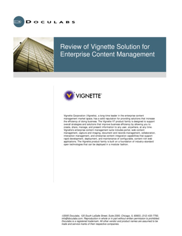Review Of Vignette Solution For Enterprise Content Management