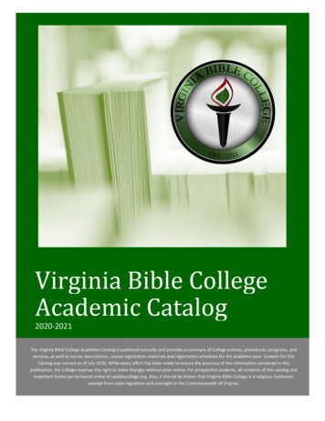 Virginia Bible College Academic Catalog