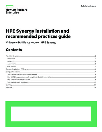HPE Synergy Installation And Recommended . - VMware