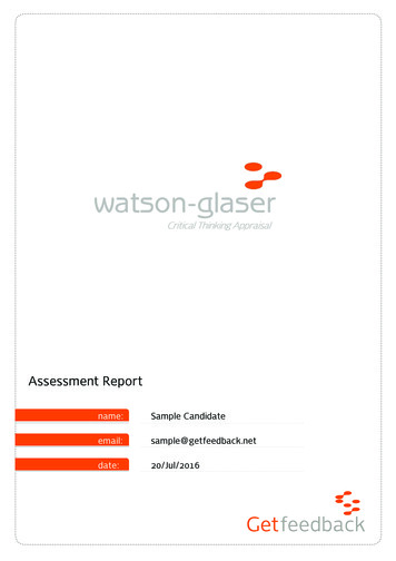 Assessment Report-Sample Candidate - Getfeedback 