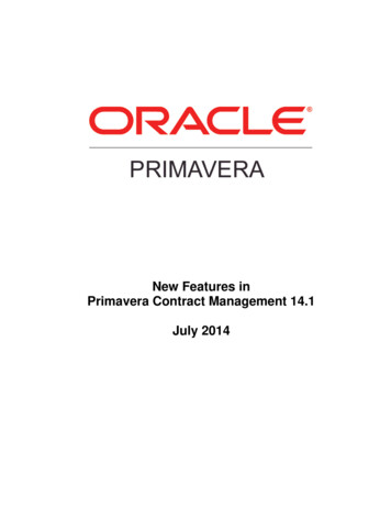 Oracle Primavera: New Features In Primavera Contract .