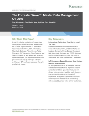 The Forrester Wave : Master Data Management, Q1 2019