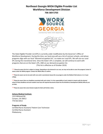 Northeast Georgia WIOA Eligible Provider List Workforce .