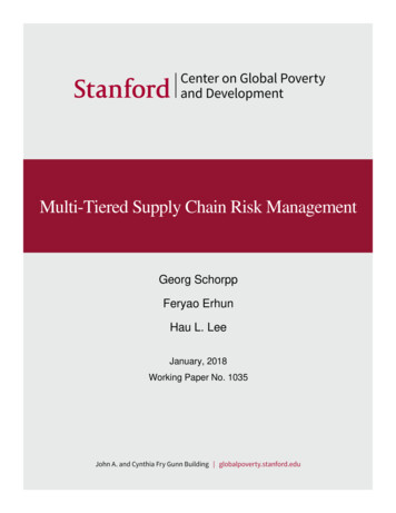 Multi-Tiered Supply Chain Risk M Anagement
