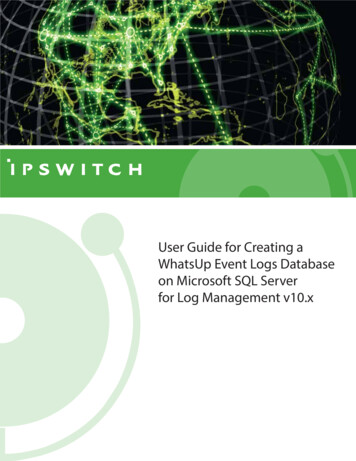 User Guide For Creating A WhatsUp Event Logs Database On .