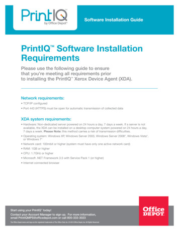 PrintIQTM Software Installation Requirements