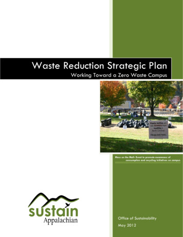 Waste Reduction Strategic Plan - Appalachian State University
